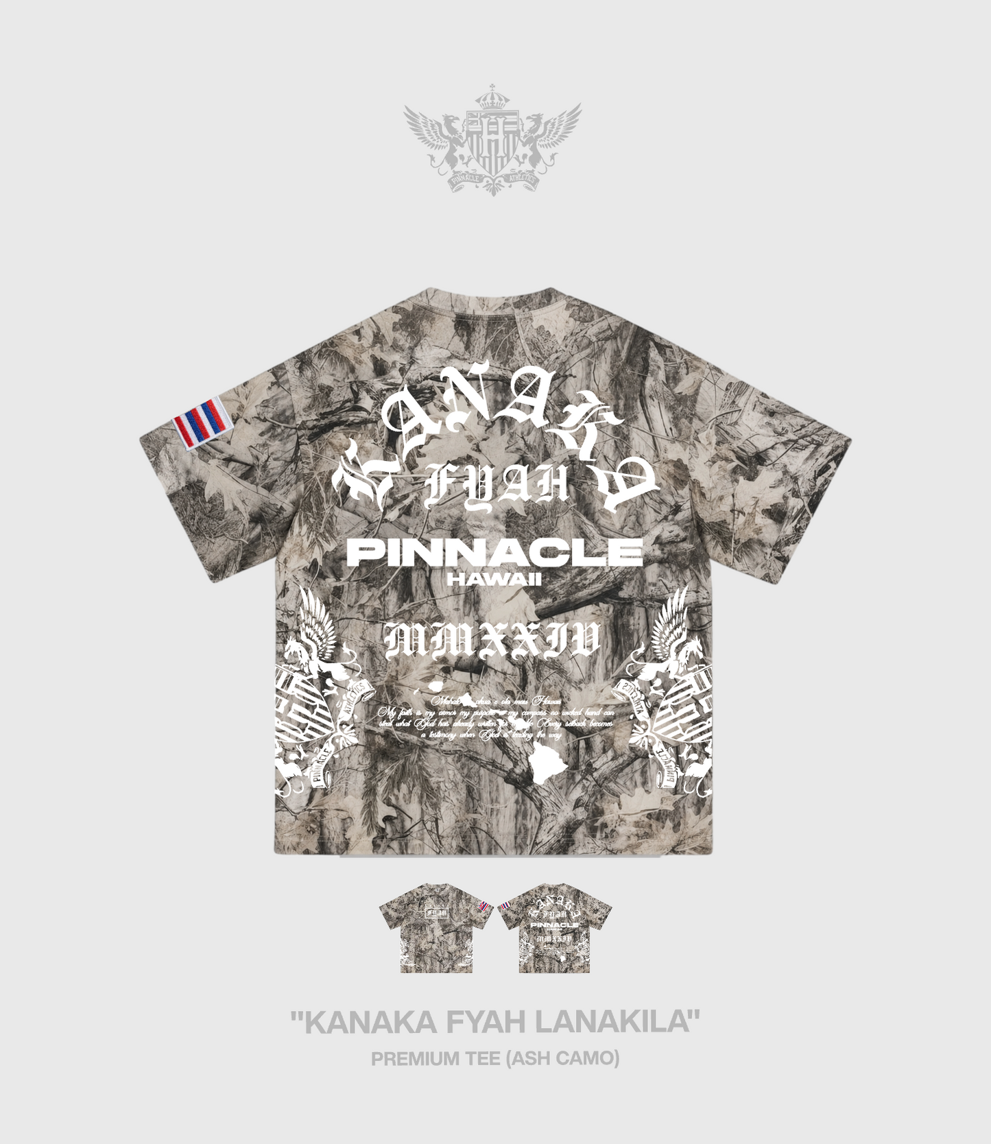 Pre-Order "Kanaka Fyah Lanakila" Premium Tee (Ash Camo)